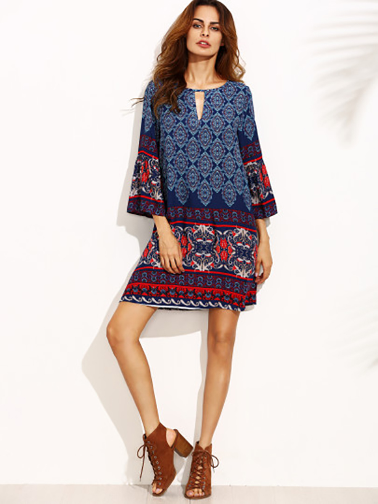 Bohemian-Floral-Trumpet-Sleeve-Mini-Dress-1145950