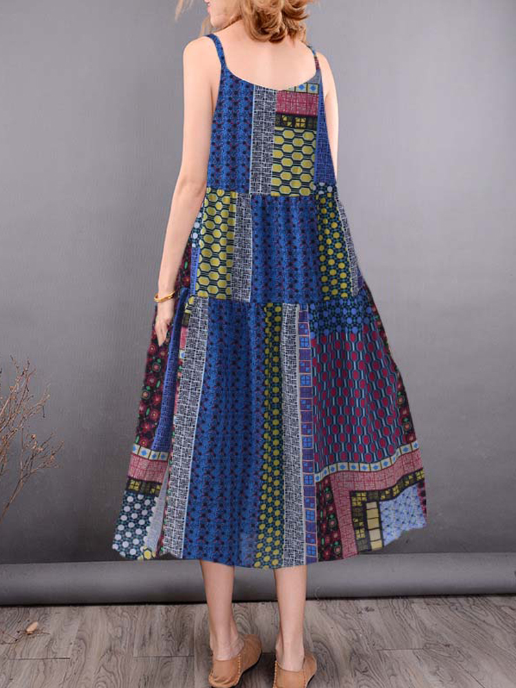 Bohemian-Sleeveless-Strap-Mid-long-Floral-Dress-1290439