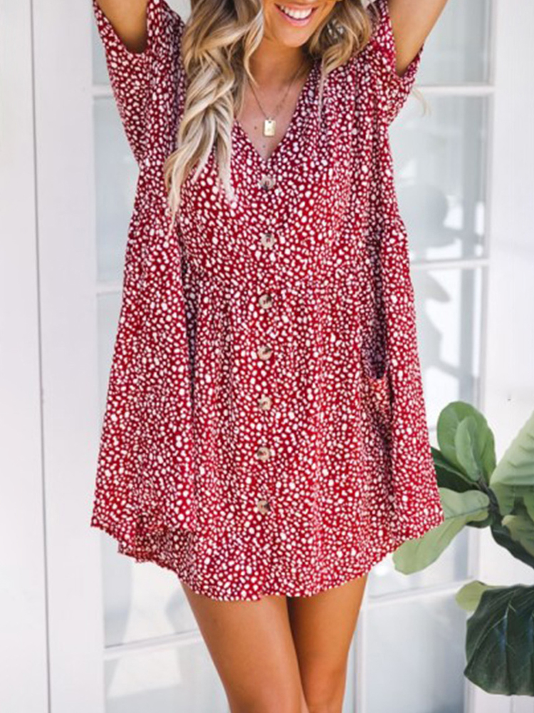 Bohemian-Women-Floral-Printed-Button-Loose-Short-Sleeve-Mini-Dress-1429773