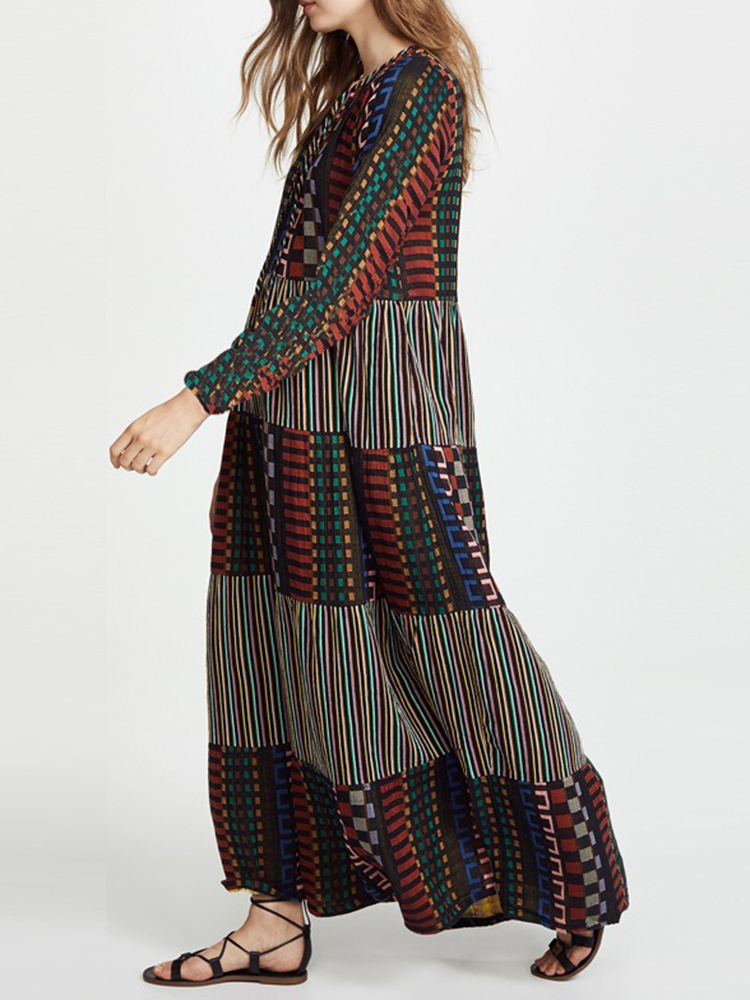 Bohemian-Women-Long-Sleeve-V-Neck-Floral-Print-Maxi-Dress-1410613