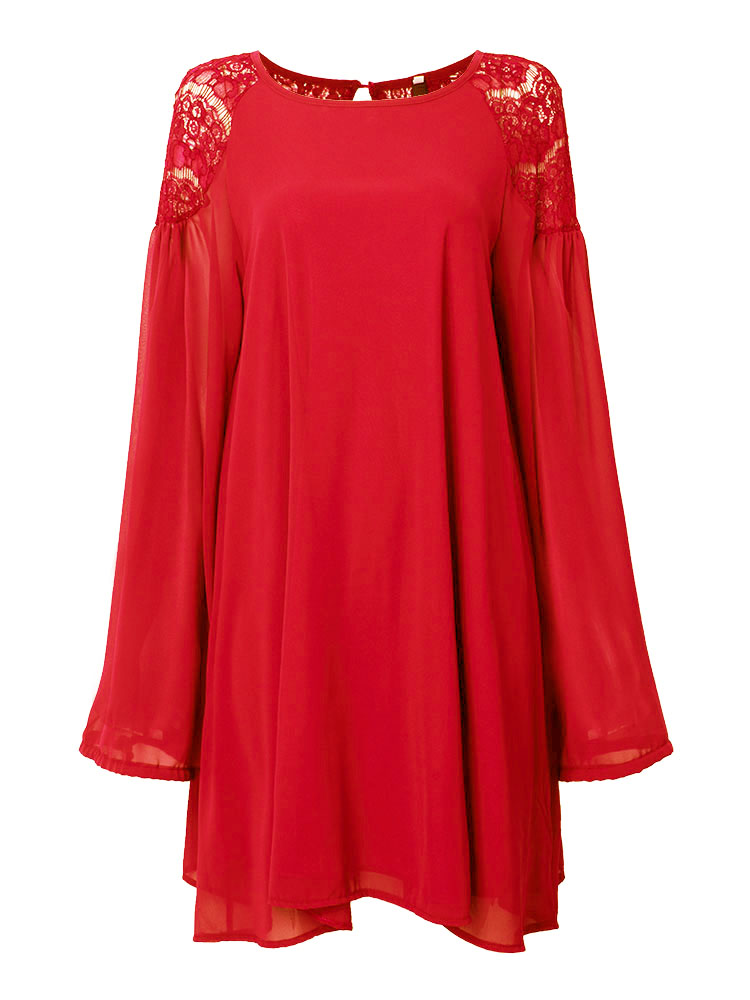 Casual-Lace-Chiffon-Lantern-Sleeve-Backless-Mini-Dress-For-Women-1043968