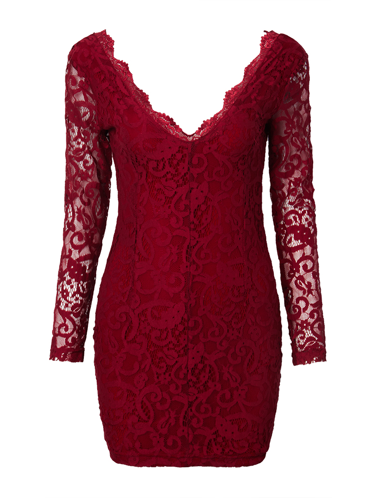 Deep-V-Lace-Back-Gold-Zips-Slim-Long-Sleeve-Women-Dress-958360