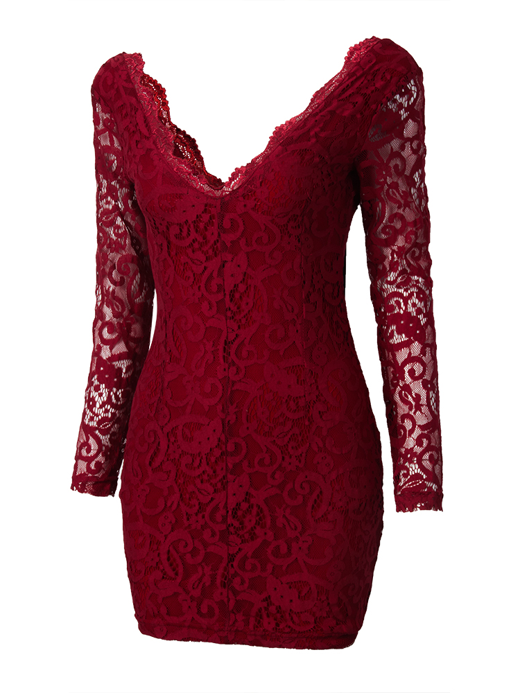 Deep-V-Lace-Back-Gold-Zips-Slim-Long-Sleeve-Women-Dress-958360