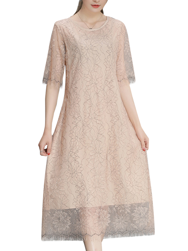 Elegant-Lace-Hollow-Out-Half-Sleeve-Slim-Dress-For-Women-1219051