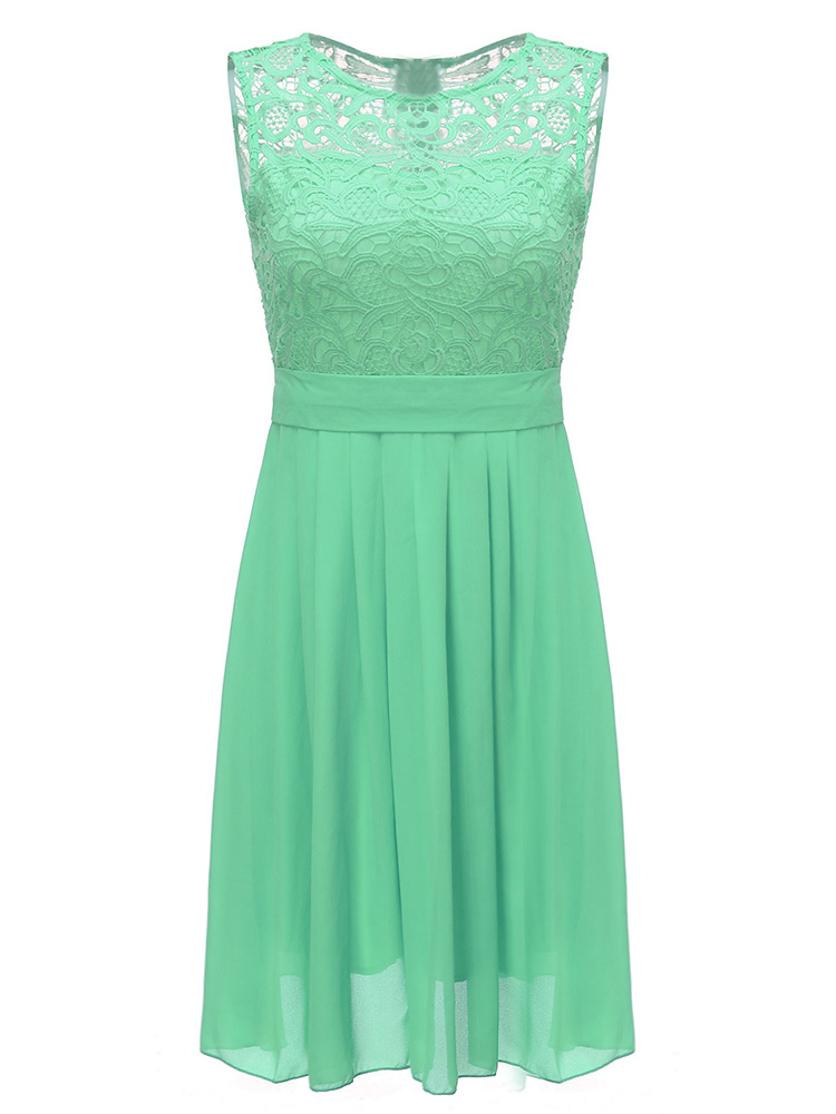 Solid-Color-Sleeveless-Women-Lace-Chiffon-Dresses-1121531