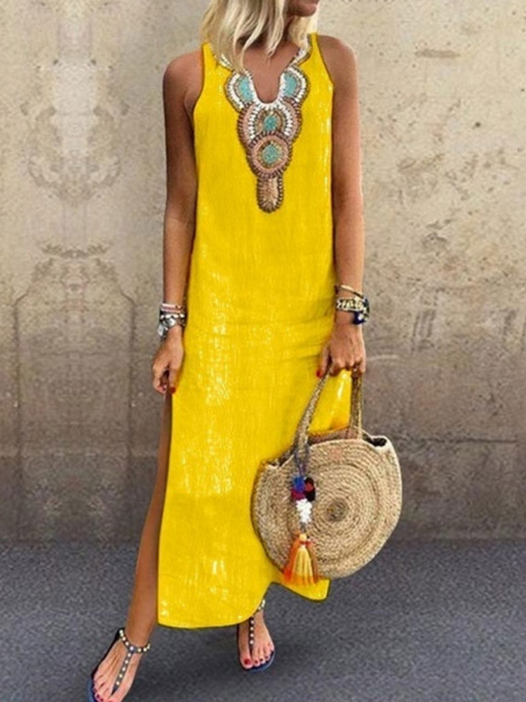 Bohemian-Sleeveless-V-Neck-Floral-Print-Side-Split-Maxi-Dress-1456090