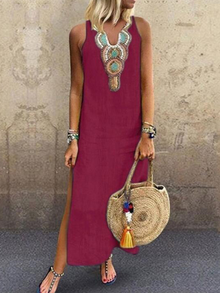 Bohemian-Sleeveless-V-Neck-Floral-Print-Side-Split-Maxi-Dress-1456090