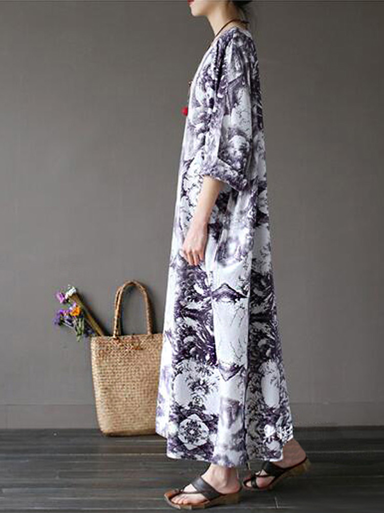 Casual-Women-Random-Floral-Printing-Batwing-Sleeve-Maxi-Dresses-1147899