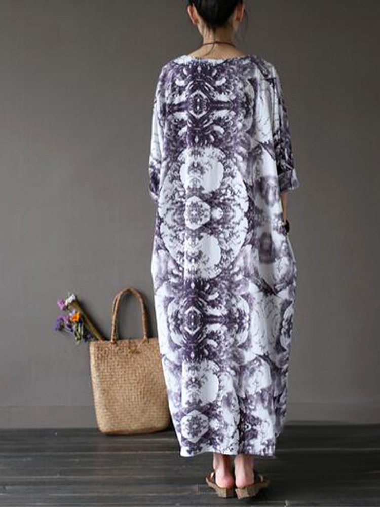 Casual-Women-Random-Floral-Printing-Batwing-Sleeve-Maxi-Dresses-1147899