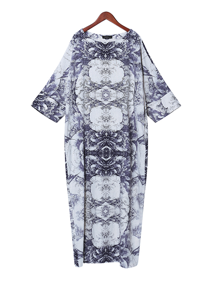 Casual-Women-Random-Floral-Printing-Batwing-Sleeve-Maxi-Dresses-1147899