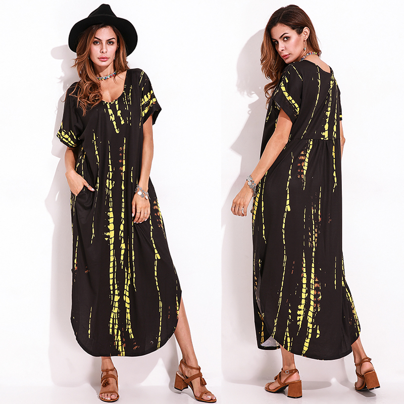 Casual-Women-Tie-Dye-Short-Sleeve-V-neck-Loose-Split-Maxi-Dresses-1166193