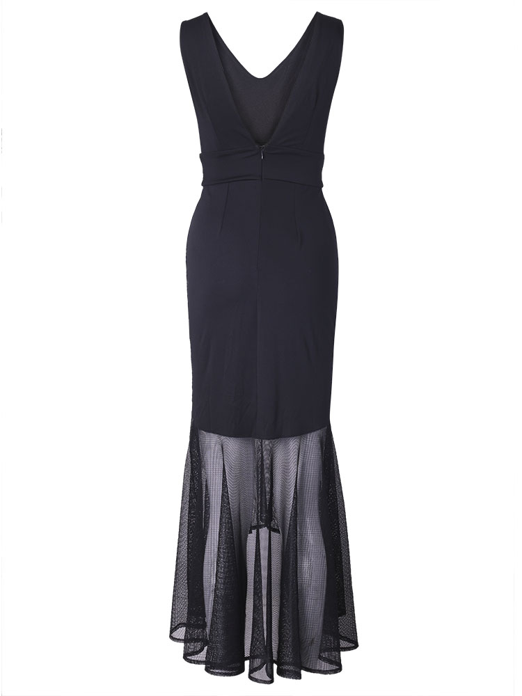 Elegant-Women-Backless-V-neck-Yarn-Fishtail-Stitching-Party-Dress-1062378