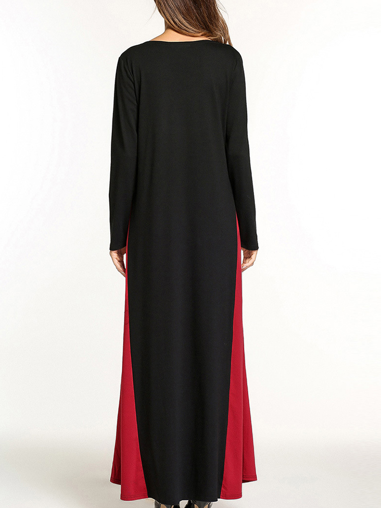 Ethnic-Women-Embroidery-V-Neck-Lace-Up-Long-Sleeve-Maxi-Dress-1252180