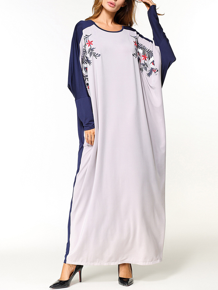 Loose-Women-Floral-Embroidered-Batwing-Sleeve-O-Neck-Maxi-Dress-1252182