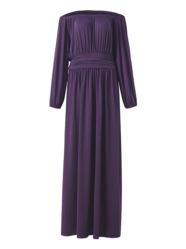 Elegant-Solid-Long-Sleeve-Vintage-Waist-Pleated-Women-Maxi-Dress-1111138