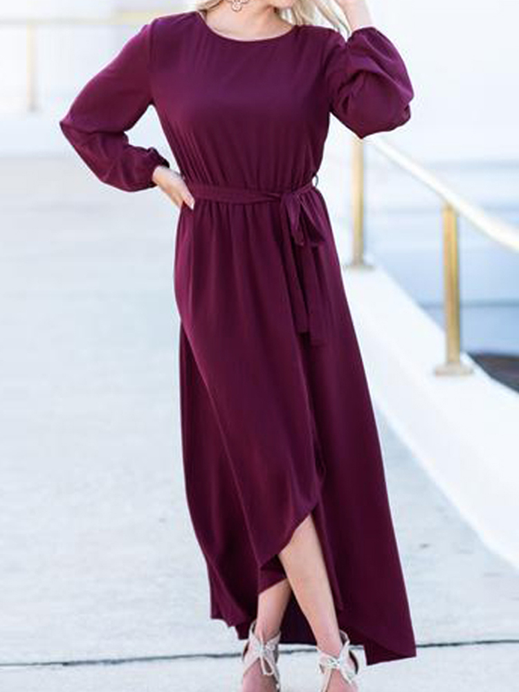 Elegant-Women-High-Split-Front-Cross-Irregular-Hem-Long-Sleeve-Dress-with-Belt-1381821