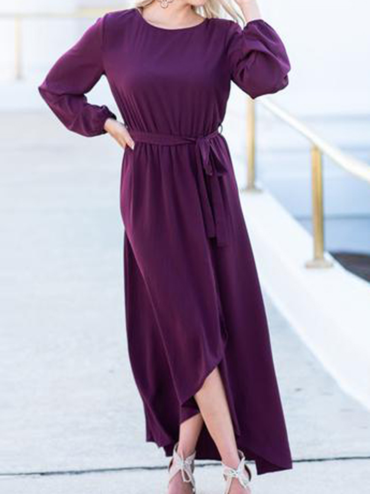 Elegant-Women-High-Split-Front-Cross-Irregular-Hem-Long-Sleeve-Dress-with-Belt-1381821