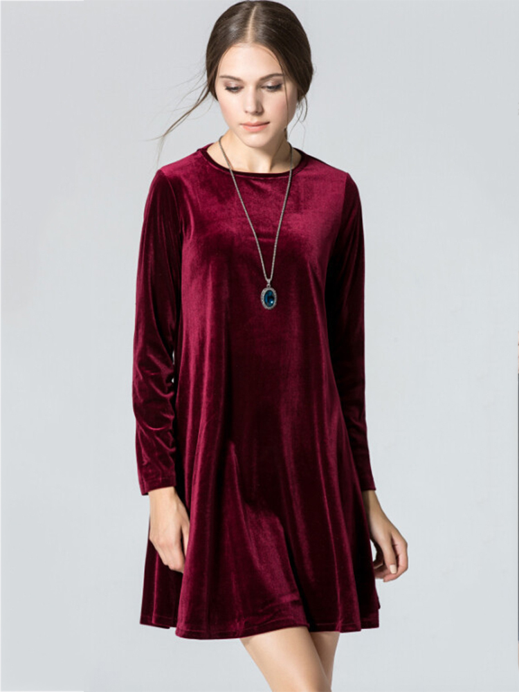 Elegant-Women-Long-Sleeve-Gold-Velvet-Round-Neck-A-Line-Mini-Dress-1111568