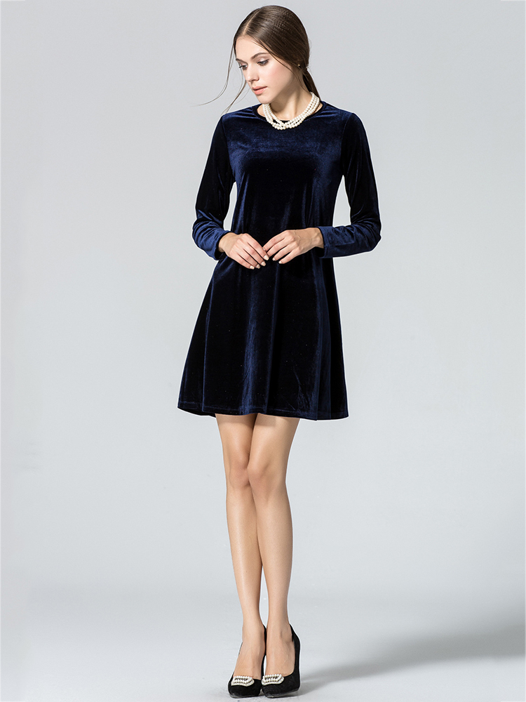 Elegant-Women-Long-Sleeve-Gold-Velvet-Round-Neck-A-Line-Mini-Dress-1111568