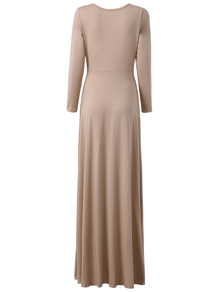 Elegant-Women-O-neck-Long-Sleeve-Solid-Color-High-Waist-Maxi-Dress-1106207