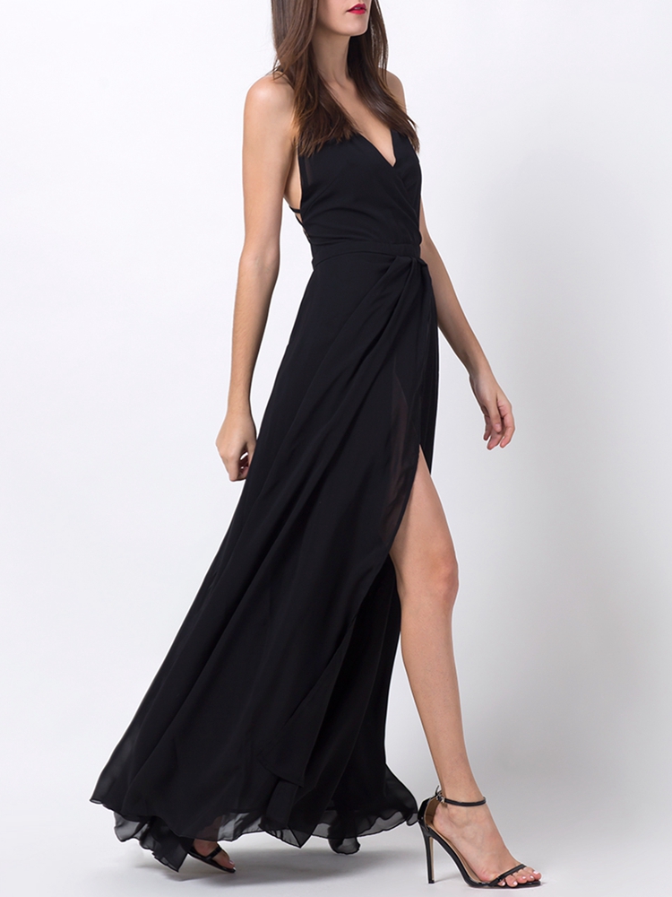 Black-Sexy-Backless-Split-Hem-V-neck-Maxi-Dresses-1137951