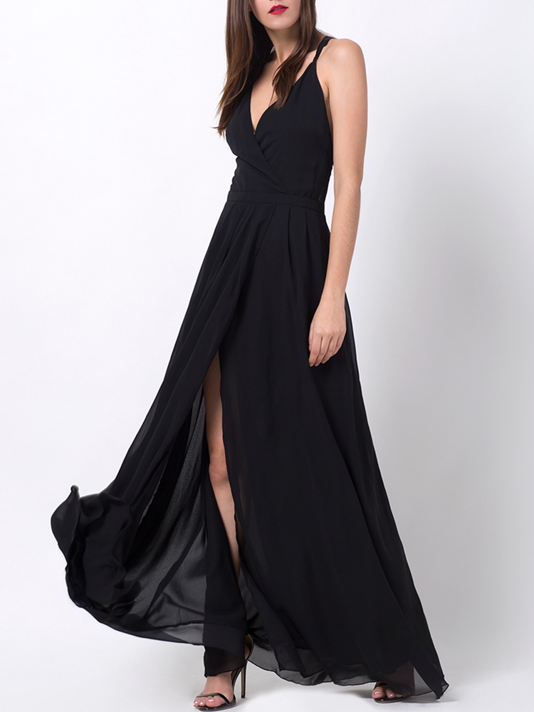 Black-Sexy-Backless-Split-Hem-V-neck-Maxi-Dresses-1137951