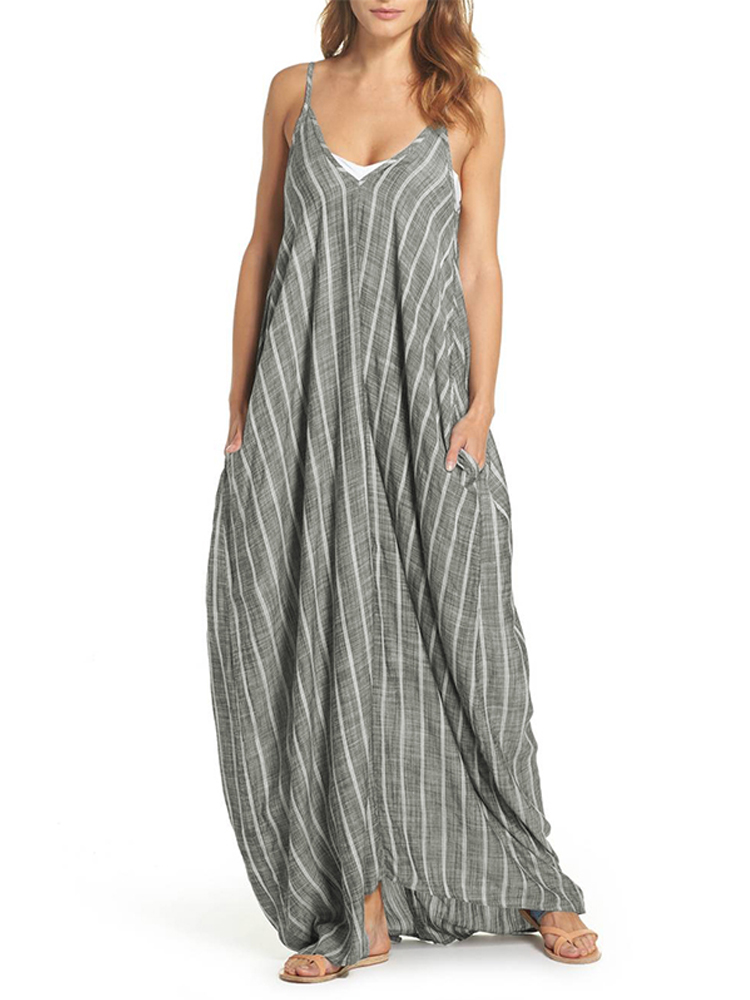 S-5XL-Women-Strap-Sleeveless-Loose-Stripe-Long-Maxi-Dress-1338295