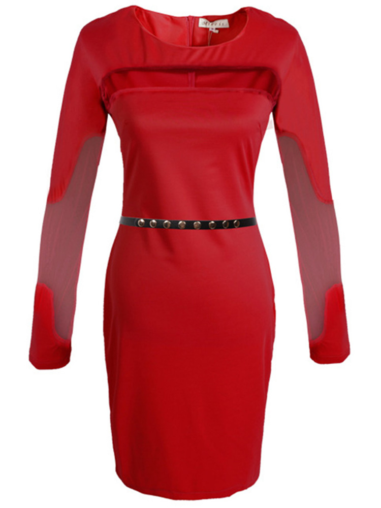 Sexy-Mesh-Patchwork-Long-Sleeve-Bodycon-Dress-With-Belt-1009205