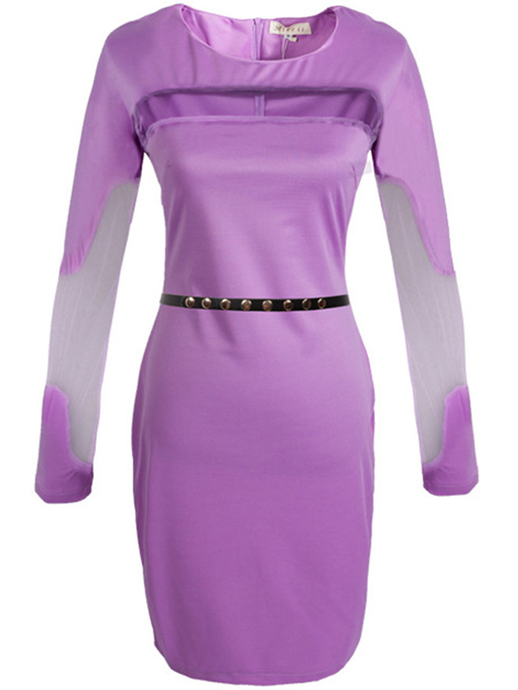Sexy-Mesh-Patchwork-Long-Sleeve-Bodycon-Dress-With-Belt-1009205