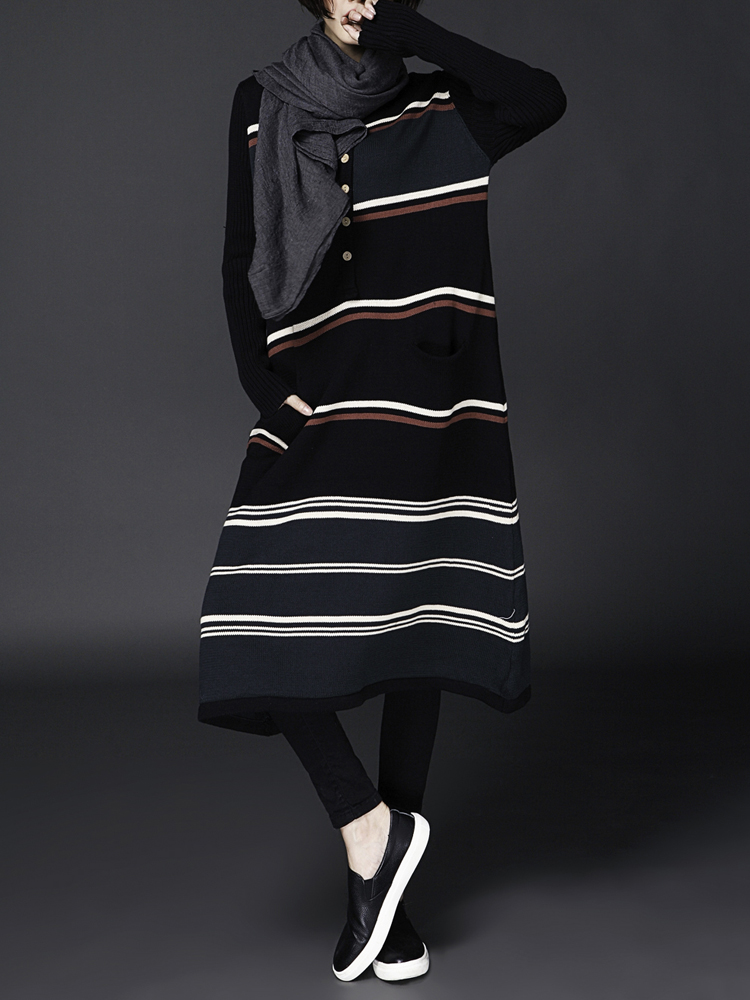 Casual-Women-Long-Sleeve-Knit-Stripe-Loose-Sweater-Dress-1079667