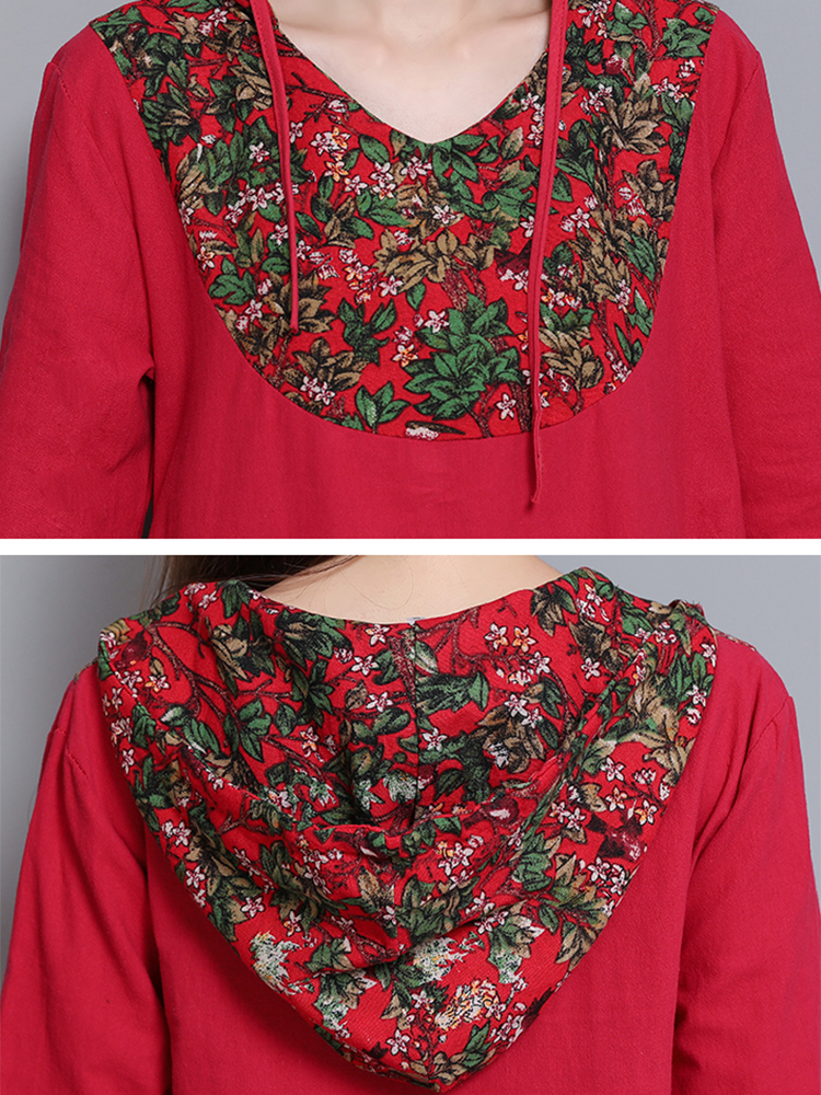 Vintage-Women-Cotton-Linen-Elegant-Patchwork-Hooded-Dress-1406574