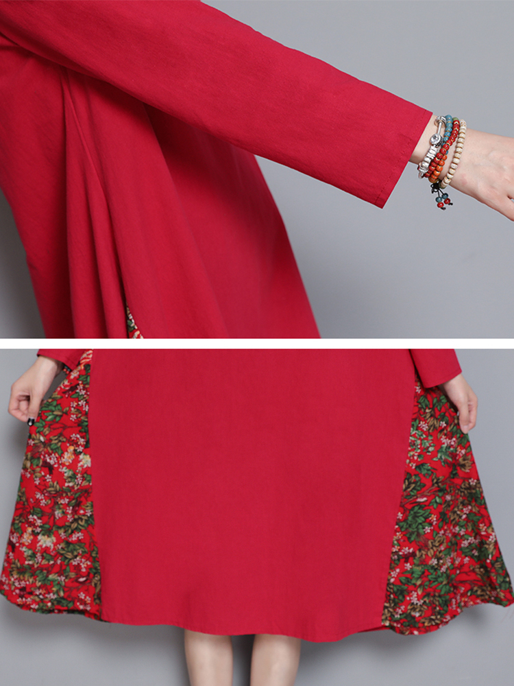 Vintage-Women-Cotton-Linen-Elegant-Patchwork-Hooded-Dress-1406574