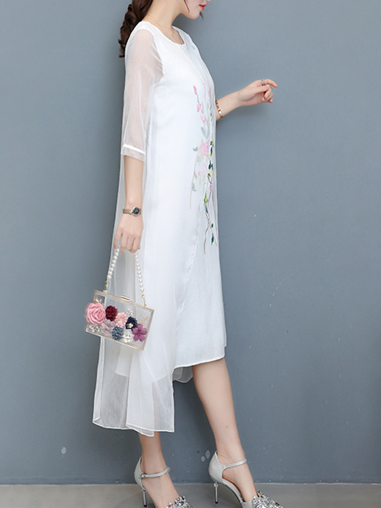 Vintage-Women-Floral-Embroidery-Fake-Two-Pieces-Mid-long-Dress-1290453