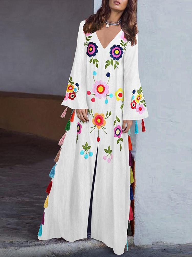 Vintage-Women-Folk-Style-Print-V-Neck-Split-Hem-Maxi-Dress-with-Tassel-1385560