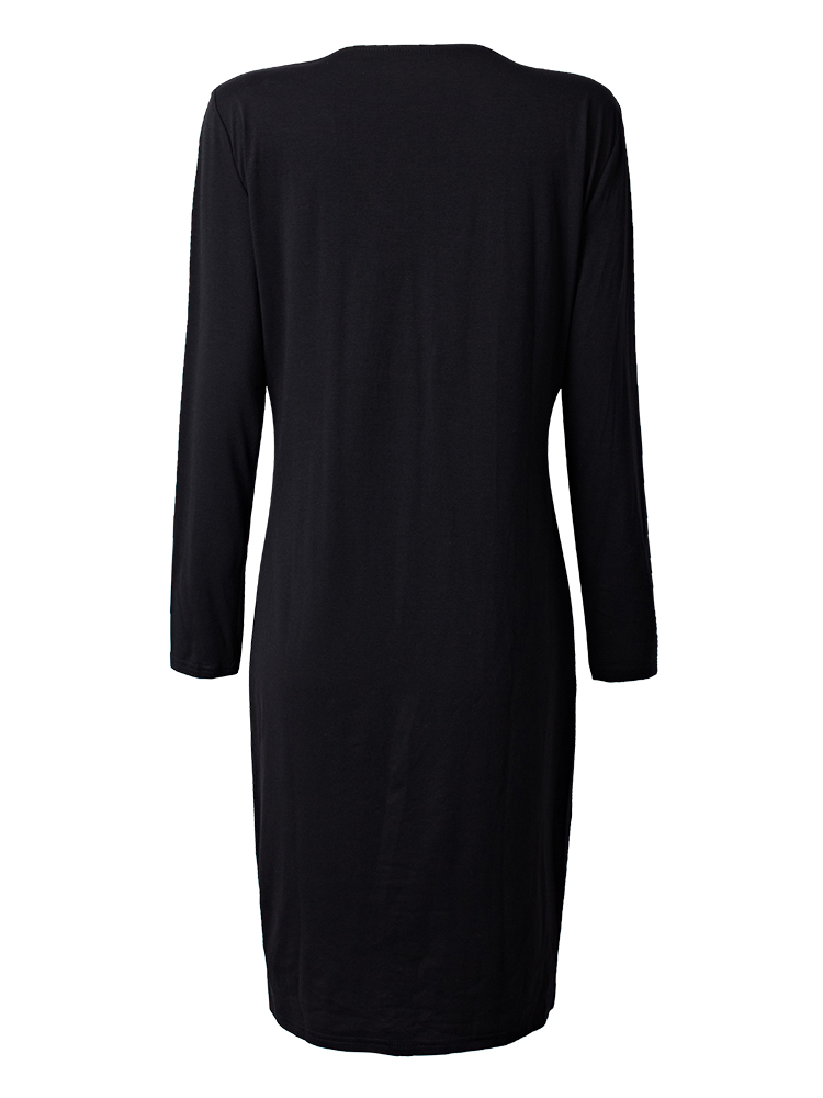 Elegant-Office-Lady-Black-V-Neck-Pleats-Bodycon-Work-Dress-1053065