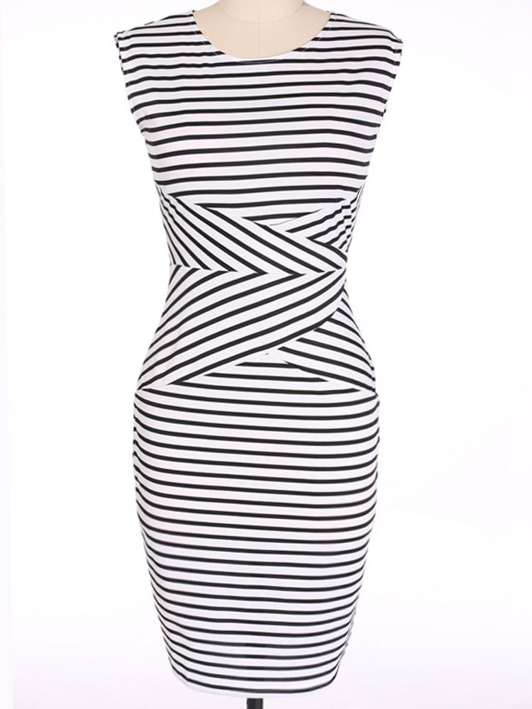 Elegant-Women-Sleeveless-Striped-O-Neck-Slim-Pencil-Dresses-994020