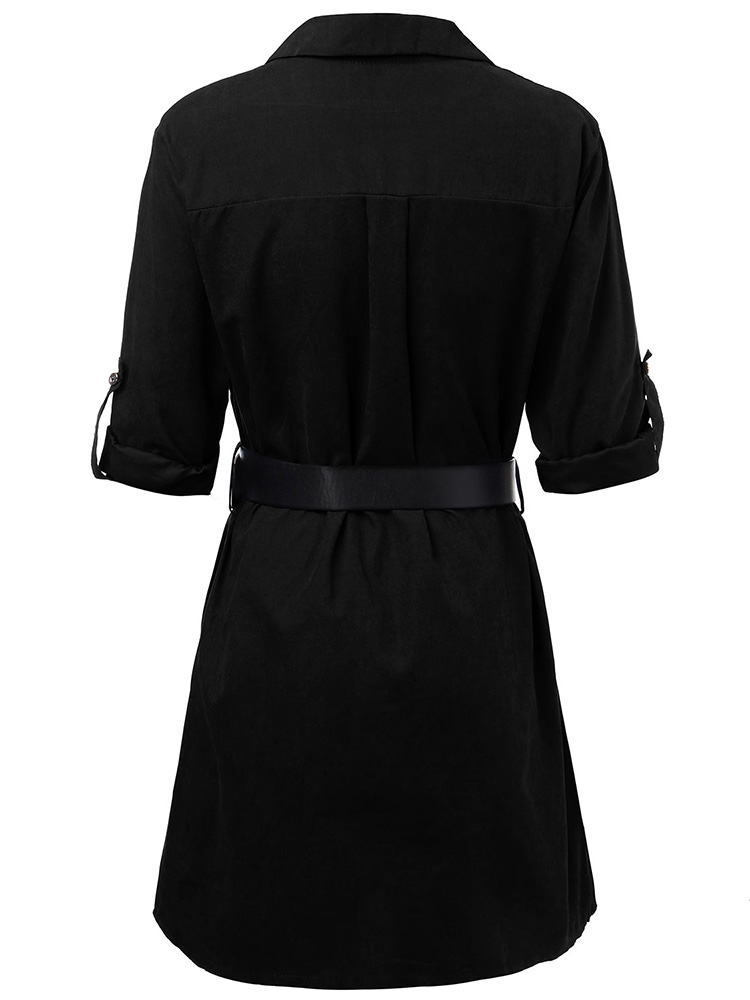 Elegant-Work-Pocket-Lapel-Shirt-Dress-For-Women-With-Belt-1043407