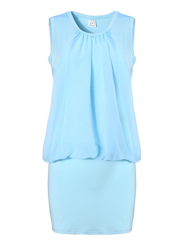 Woman-Chiffon-Stitching-Dress-Sleeveless-Solid-Color-Mini-Dresses-924655