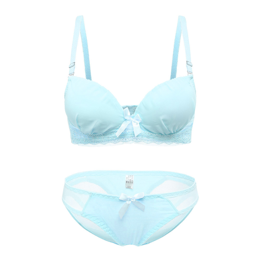 Lace-Cute-Cotton-Gather-B-Cup-Adjustable-Rims-Development-Bra-Set-1303571