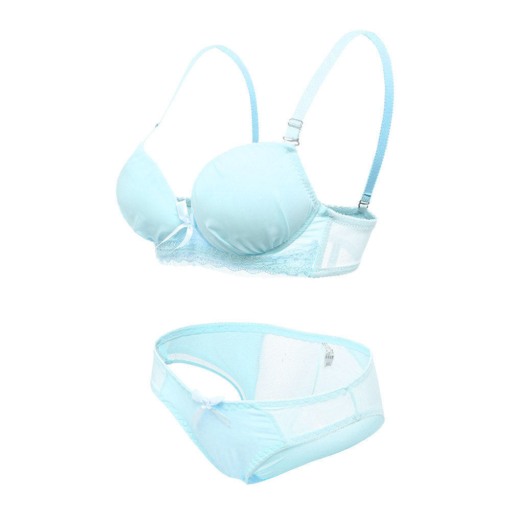 Lace-Cute-Cotton-Gather-B-Cup-Adjustable-Rims-Development-Bra-Set-1303571