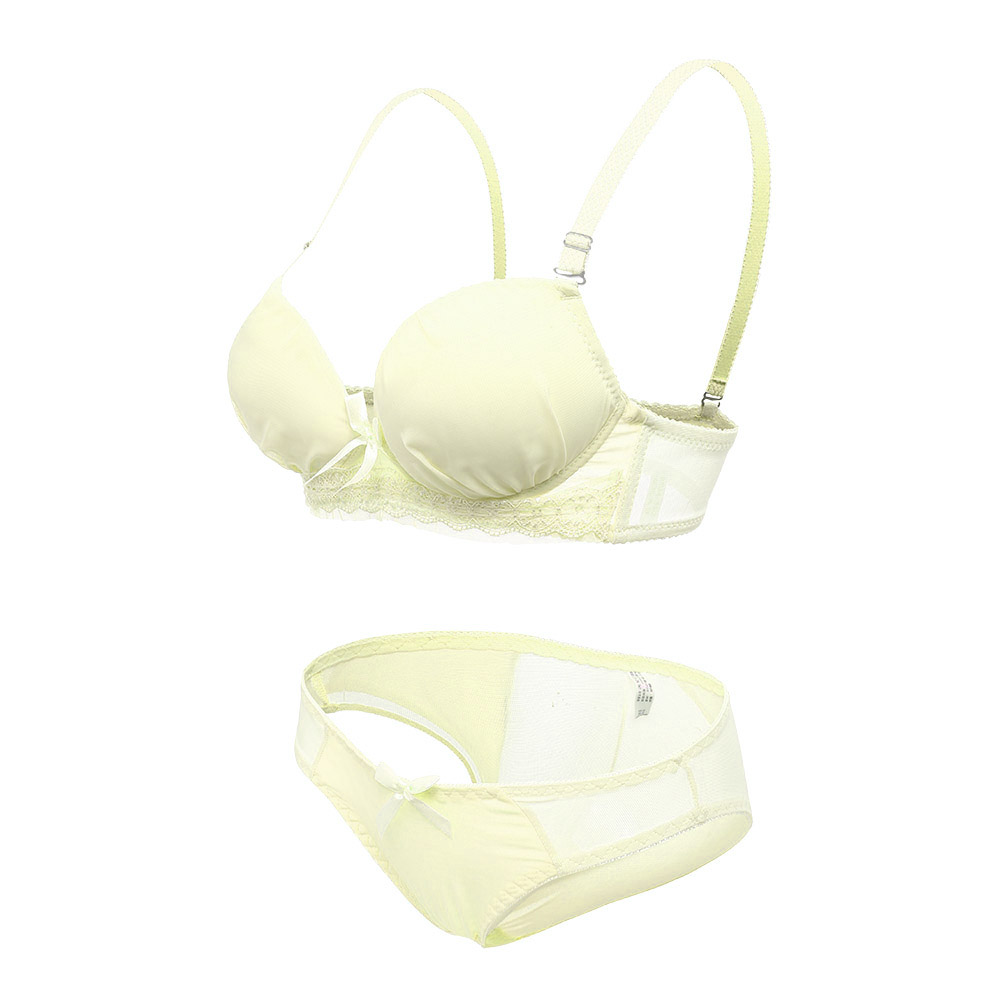 Lace-Cute-Cotton-Gather-B-Cup-Adjustable-Rims-Development-Bra-Set-1303571