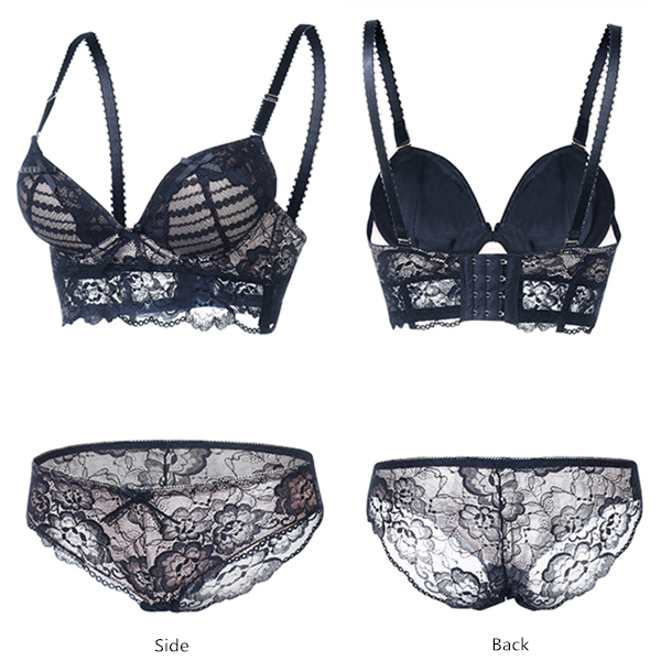 Lace-Gathered-Adjustment-Cosy-Breathable-Push-Up-Bra-Set-1084687