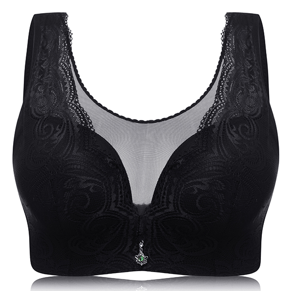 Comfort-Wire-Free-Lace-Fixed-Straps-Comfort-Mesh-Cami-Women-Bra-1273147