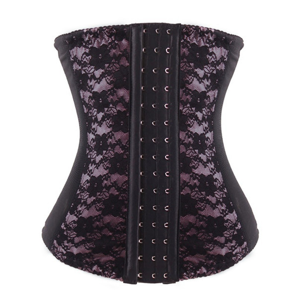 3-Rows-Hooks-9-Steel-Bones-Lace-Court-Underbust-Corset-Waist-Training-Bustiers-988651