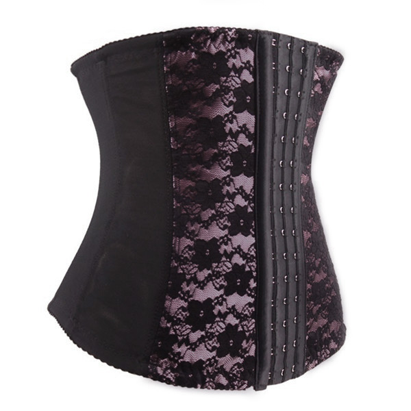 3-Rows-Hooks-9-Steel-Bones-Lace-Court-Underbust-Corset-Waist-Training-Bustiers-988651