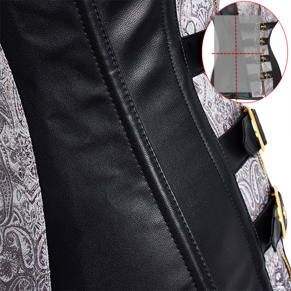 Black-Steampunk-Steel-Bone-Corset-Button-Zipper-Leather-Overbust-Bustiers-Waist-Trainner-1005372