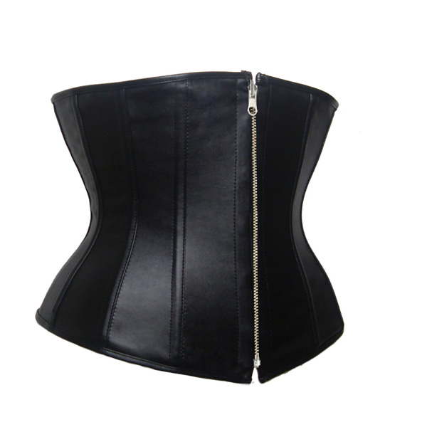 Black-Zipper-Leather-Under-Bust-Corset-Bustier-62552