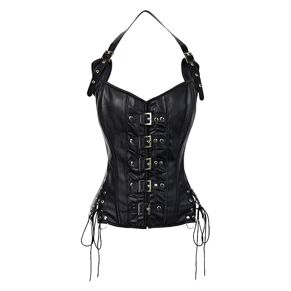 Faux-Leather-Halter-Steampunk-Buckle-up-Overbust-Waist-Trainer-Vest-Corsets-1021216