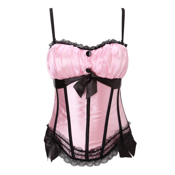 Sexy-Pink-Women-Strap-Lace-Satin-Corset-Bustier-46520