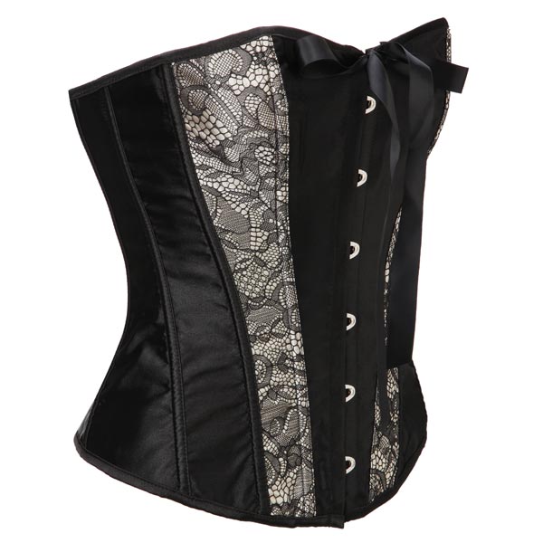 Sexy-Women-Black-Bowknot-Printing-Metal-Buckle-OVerbust-Corset-73042